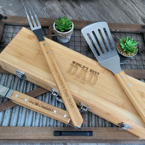 Grill Master DAD Gift, for Men, BBQ Set | Personalized Grill Gifts for Men | Grill Tools and Case Personalized | Grandpa Gift Personalized
