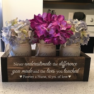 Custom Retirement Gift for Woman | Nurse | Nurse Retirement Gift | Appreciation Gift for Woman | Engraved Planter Box w/ Jars | Gift for Her