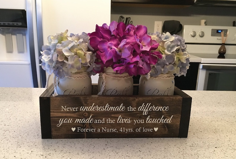 Custom Retirement Gift for Woman | Nurse | Nurse Retirement Gift | Appreciation Gift for Woman | Engraved Planter Box w/ Jars | Gift for Her 