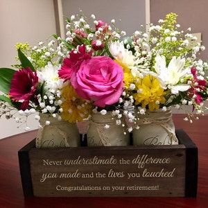 Custom Retirement Gifts Appreciation Gift for Coworker Retirement Gift for Women Flower Box w/ Jars Trending Now Retirement Gifts image 9