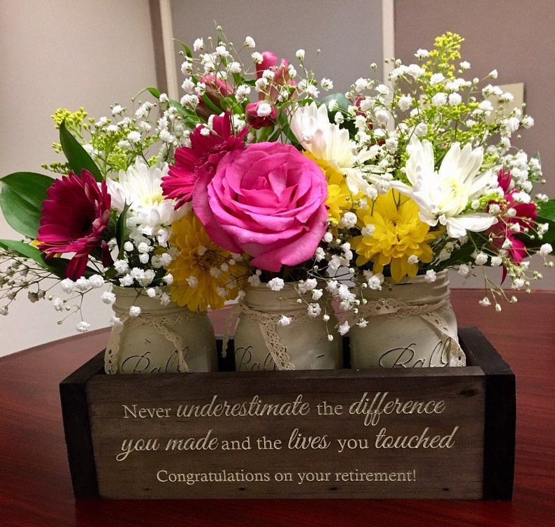 Custom Retirement Gifts Appreciation Gift for Coworker Retirement Gift for Women Flower Box w/ Jars Trending Now Retirement Gifts image 9