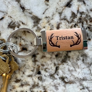 Hunting Gifts for Men | Boyfriend Gift | Antler Keychain | Hunter Gift | Personalized Keychain | Custom Keychain | Mens Keychain Wood