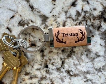 Hunting Gifts for Men | Boyfriend Gift | Antler Keychain | Hunter Gift | Personalized Keychain | Custom Keychain | Mens Keychain Wood