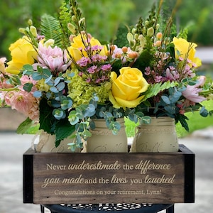 Custom Retirement Gifts | Appreciation Gift for Coworker | Retirement Gift for Women | Flower Box w/ Jars | Trending Now Retirement Gifts image 9