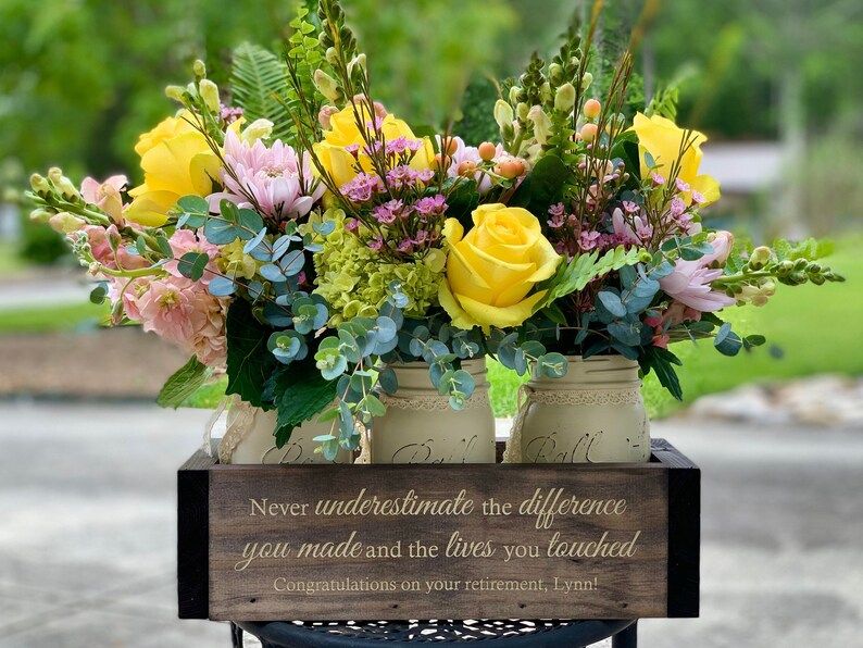 Custom Retirement Gifts | Appreciation Gift for Coworker | Retirement Gift for Women | Flower Box w/ Jars | Trending Now Retirement Gifts image 9