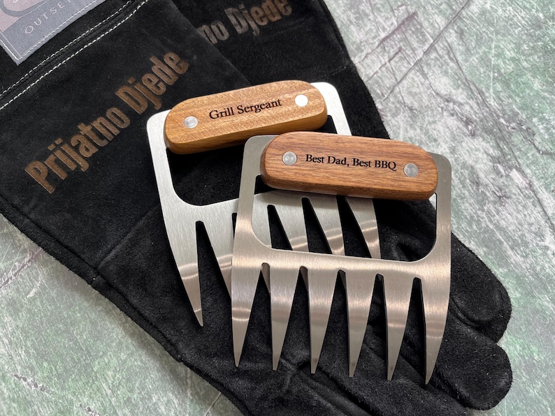 Large Grill Gloves for Men | Best Gift for Men | Personalized Grill Gifts | Leather Grill Gloves, Meat Claws or Spatula, 3rd Anniversary Bild 10