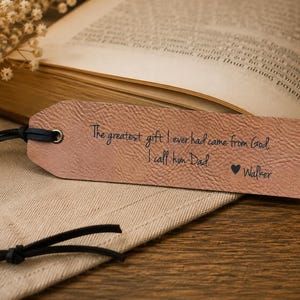 Personalized Faux Leather Bookmark, Gift for Dad