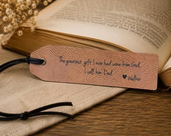 Personalized Faux Leather Bookmark, Gift for Dad