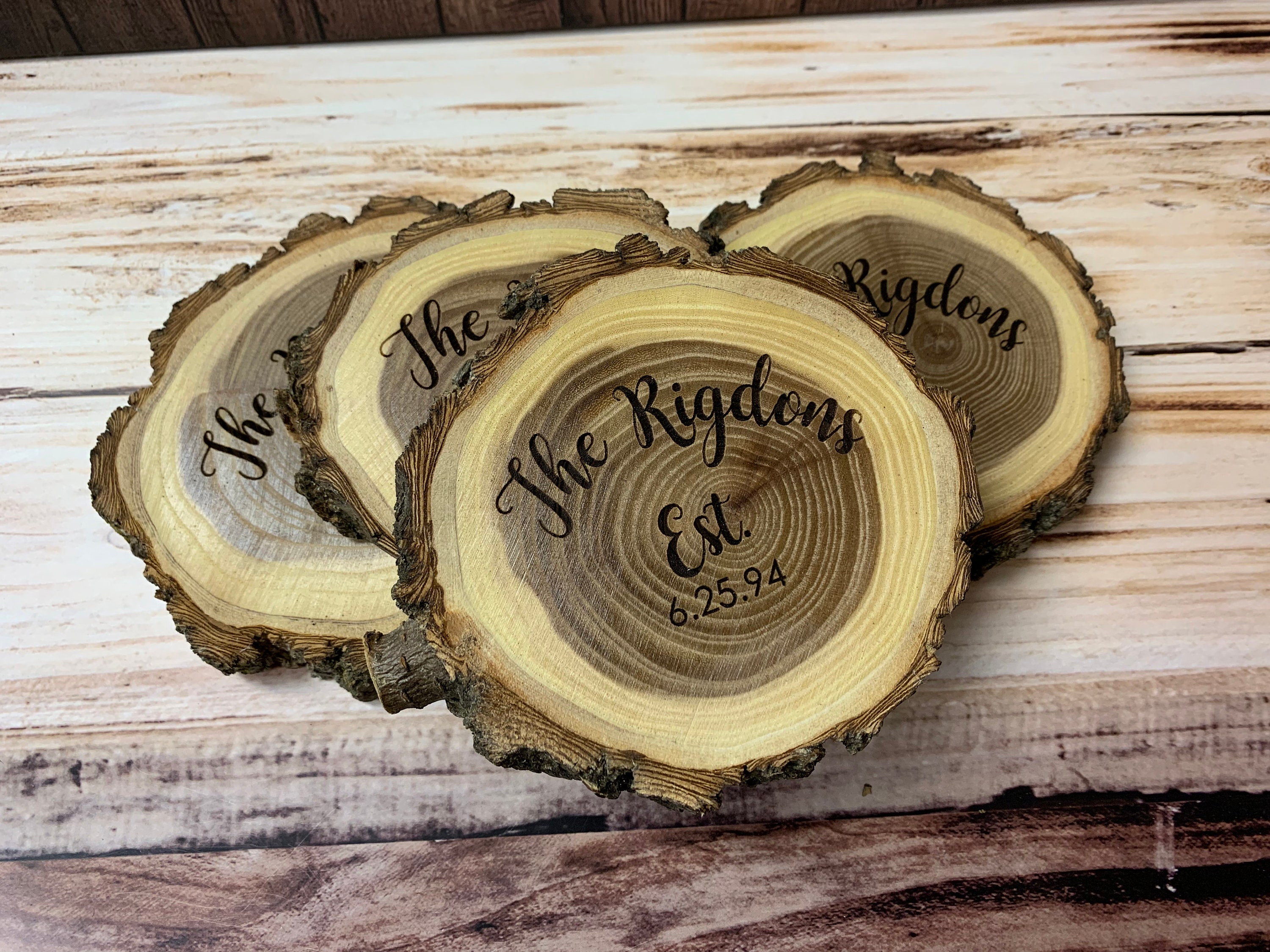 5 Year Wood Anniversary Gift Set of 4 Wood Coasters Laser Etsy
