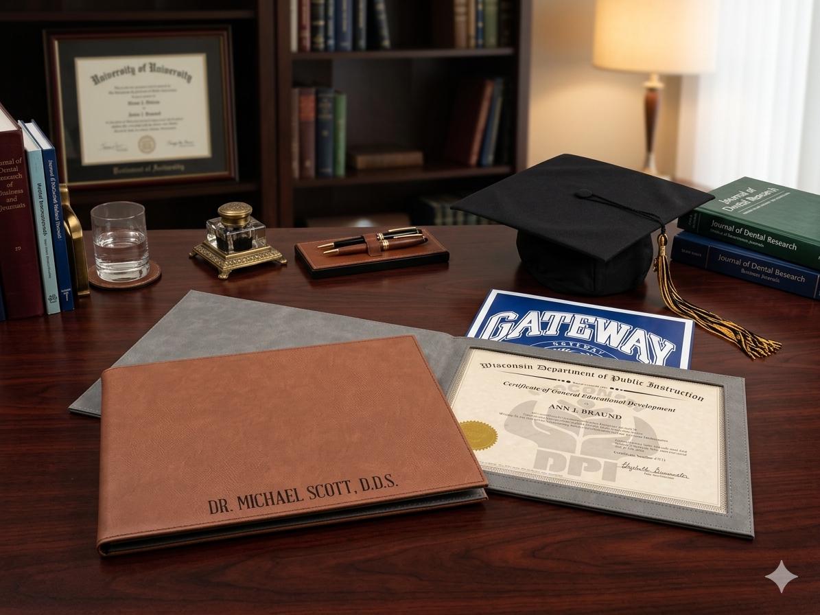 Custom Faux Leather Diploma Holder: Laser Engraved Certificate Cover, College Grad 2026