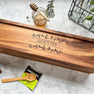 Personalized TEA BOX | Birthday Gifts for Her | 5th Wedding Anniversary Gift | Birthday Gift for Mom | 5th Anniversary Gift Women