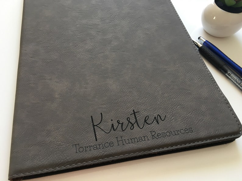 Personalized Portfolios for Women Faux Leather Padfolio Journal Corporate Gift Boss Gift Idea Business Gift Ideas Executive Gift image 3