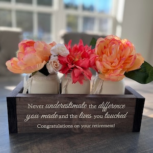 Custom Retirement Gifts Appreciation Gift for Coworker Retirement Gift for Women Flower Box w/ Jars Trending Now Retirement Gifts image 3