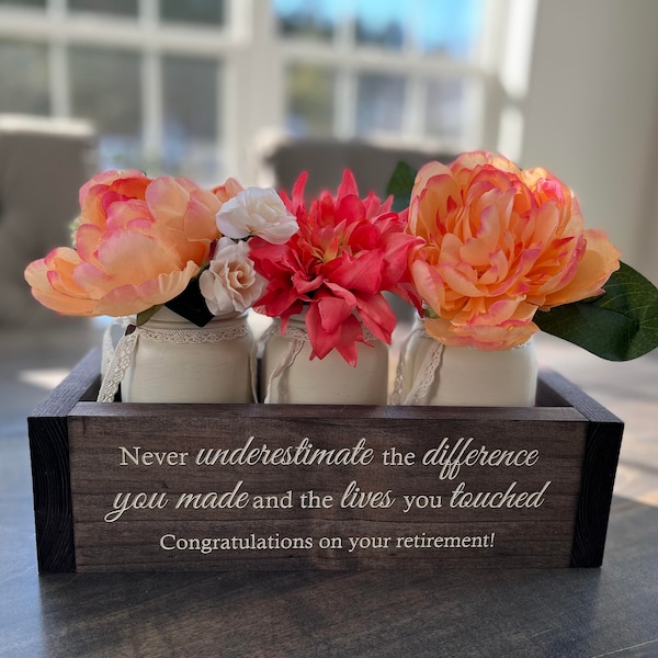 Custom Retirement Gifts | Appreciation Gift for Coworker | Retirement Gift for Women | Flower Box w/ Jars | Trending Now Retirement Gifts