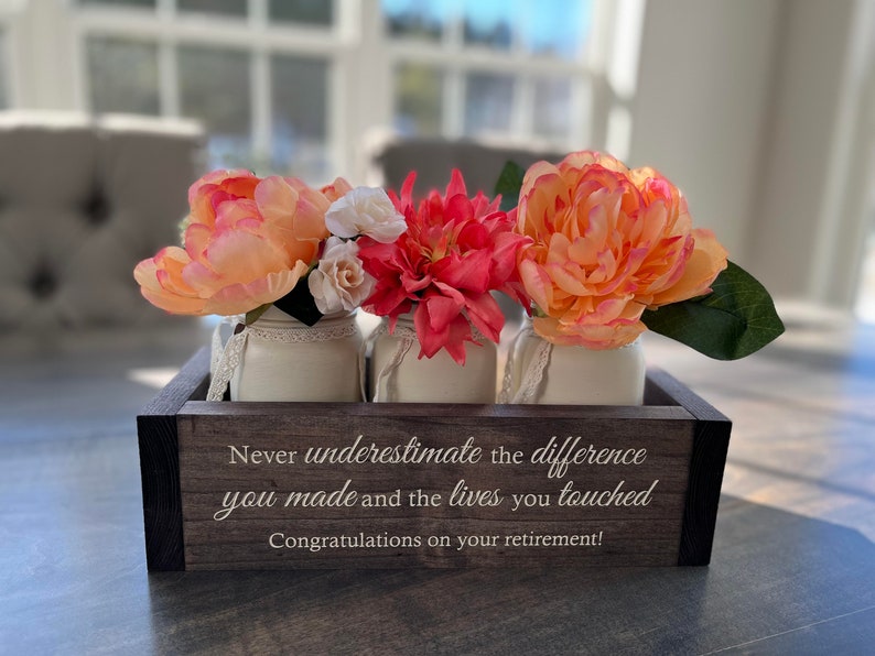 Custom Retirement Gifts | Appreciation Gift for Coworker | Retirement Gift for Women | Flower Box w/ Jars | Trending Now Retirement Gifts image 1