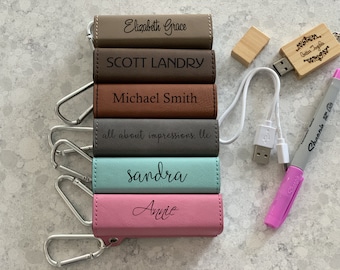 Personalized Faux Leather Portable Charger: Engraved Power Bank