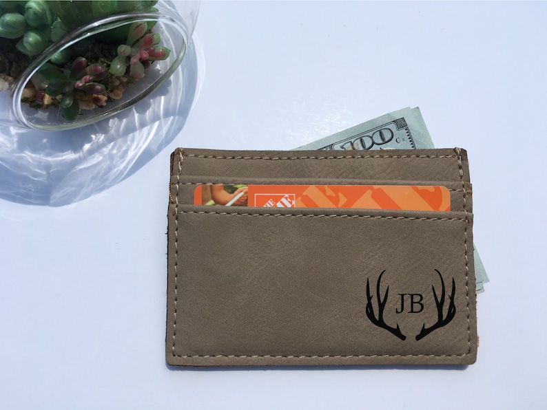 Antler Gift For Men Vegan Leather Money Clip Credit Card Etsy - image 0