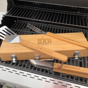 Personalized Grill Tools | Fathers Day Gift for Grandpa | Fathers Day Gift from Kids | Fathers Day Gift from Wife | BBQ Grill Set