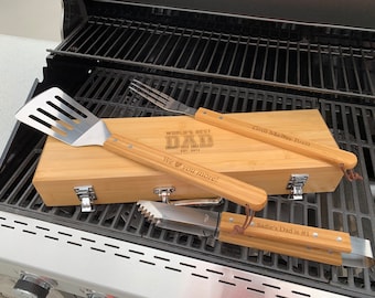 Personalized Grill Tools | Fathers Day Gift for Grandpa | Fathers Day Gift from Kids | Fathers Day Gift from Wife | BBQ Grill Set