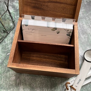 Wood Heirloom Recipe Boxes for 4x6 Cards, Kitchen Recipe Storage Box ...