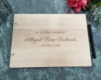 In Loving Memory Funeral Guest Book | Funeral Sign In Book | Celebration of Life | Customizable Memorial Book | Laser Engraved