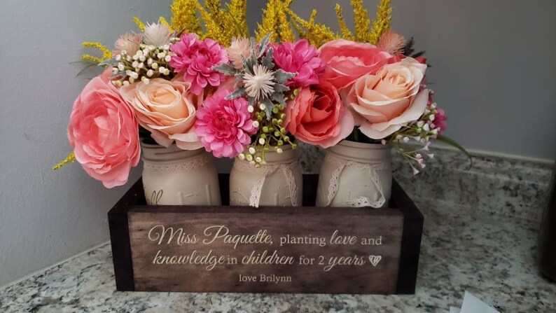 Teacher Retirement Personalized Teacher Gifts Teacher Appreciation Gift Principal Retirement Gifts for Teachers, Engraved Flower Box image 6