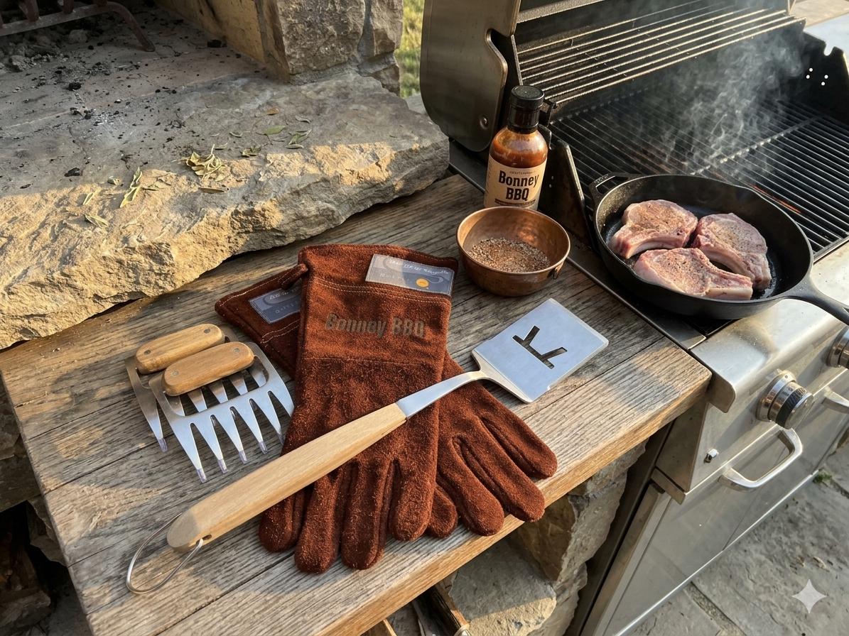 Personalized Leather Grill Gloves, Meat Claws or Spatula Best Fathers Day Gift Grill Gifts