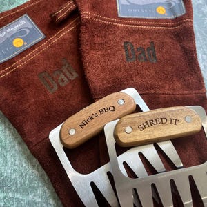 Large Grill Gloves for Men | Best Gift for Men | Personalized Grill Gifts | Leather Grill Gloves, Meat Claws or Spatula, 3rd Anniversary Bild 3