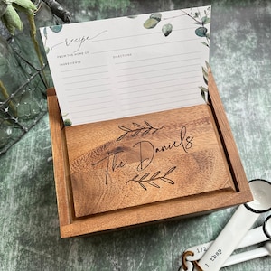 Personalized Recipe Box | wooden recipe box | recipe box with cards and dividers (cardstock) | custom recipe box | engraved wood recipe box