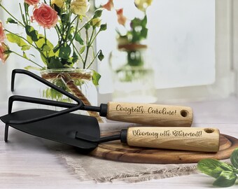 Engraved Garden Tool Set | Personalized Planting Trowel & Cultivator