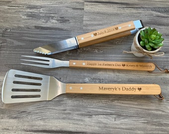 Grilling Set | Personalized 3pc Grill Set | Personalized BBQ Set | Grill Set | Custom BBQ Set | Gifts for Him | Gift for Dad | Fathers Day