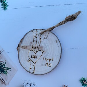 Birch Tree Ornament, Personalized Ornaments, Christmas Ornament, Tree Ornament, Heart Ornaments, Couples Gift, 5th Anniversary Wood image 9