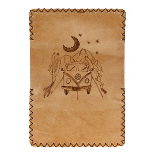 Leather Tobacco Pouch,Volkswagen Van Pyrography, Handmade Leather Tobacco Pouch, Leather Rolling Pouch, Leather Tobacco Pouch, Tobacco Cases