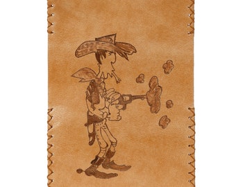 Pochette à tabac Lucky Luke, pochette à roulettes en cuir, pochette à tabac faite main, pochette à tabac en cuir, pochette à tabac en cuir, étuis à tabac