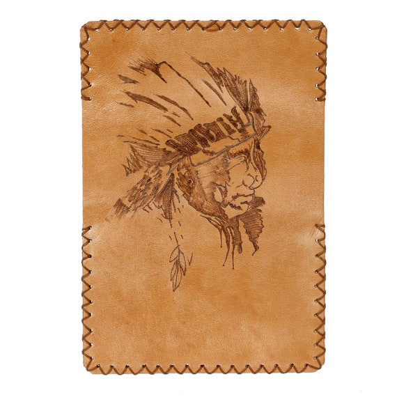Custom Leather Tobacco Pouch Pyrography Tobacco Pouch Handmade