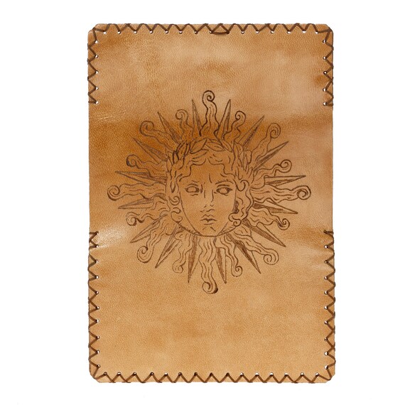 Handmade Leather Tobacco Pouch, Pyrography Design