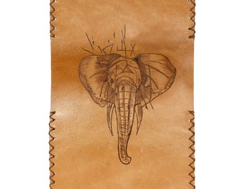 Leather Tobacco Pouch Elephant, Handmade Leather Tobacco Pouch, Leather Rolling Pouch, Leather Tobacco Pouch, Tobacco Cases