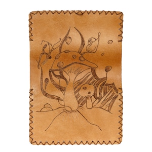 Tobacco Pouch Μushrooms, Leather Rolling Pouch, Handmade Tobacco Pouch, Leather Tobacco Pouch,  Leather Tobacco Pouch, Tobacco Cases