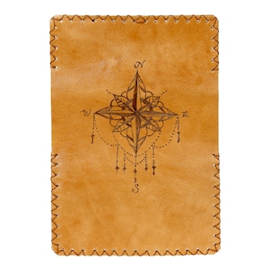 Compass Leather Tobacco Pouch, Pyrography Tobacco Pouch, Handmade Leather Tobacco Pouch, Leather Rolling Pouch, Leather Tobacco Pouch