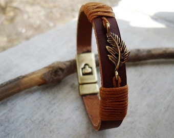 Leather Handmade Bracelet, Leaf Leather Bracelet, Leather Cuff, Leather Jewelry, Leather Womens Bracelet, Leather Cuff Bracelet