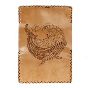 Leather Tobacco Pouch, Surfing Pyrography, Handmade Leather Tobacco Pouch, Leather Rolling Pouch, Leather Tobacco Pouch, Tobacco Cases