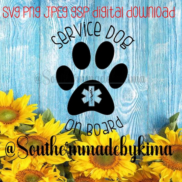 Service dog on board png, jepg, svg, gsp digital download silhouette car decal