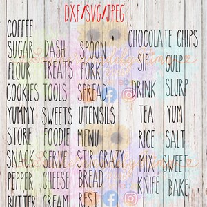 Rae Dunn Inspired Kitchen 38 Fonts cut file for silhouette or cricut digital download. svg dxf jpeg