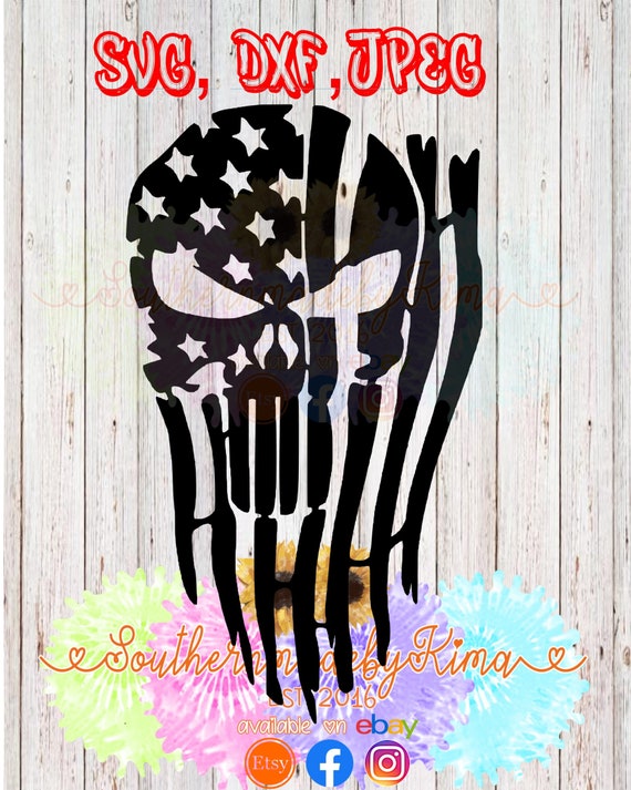 Download Skull American Flag Dxf Svg Jpeg Cut File For Silhouette Etsy