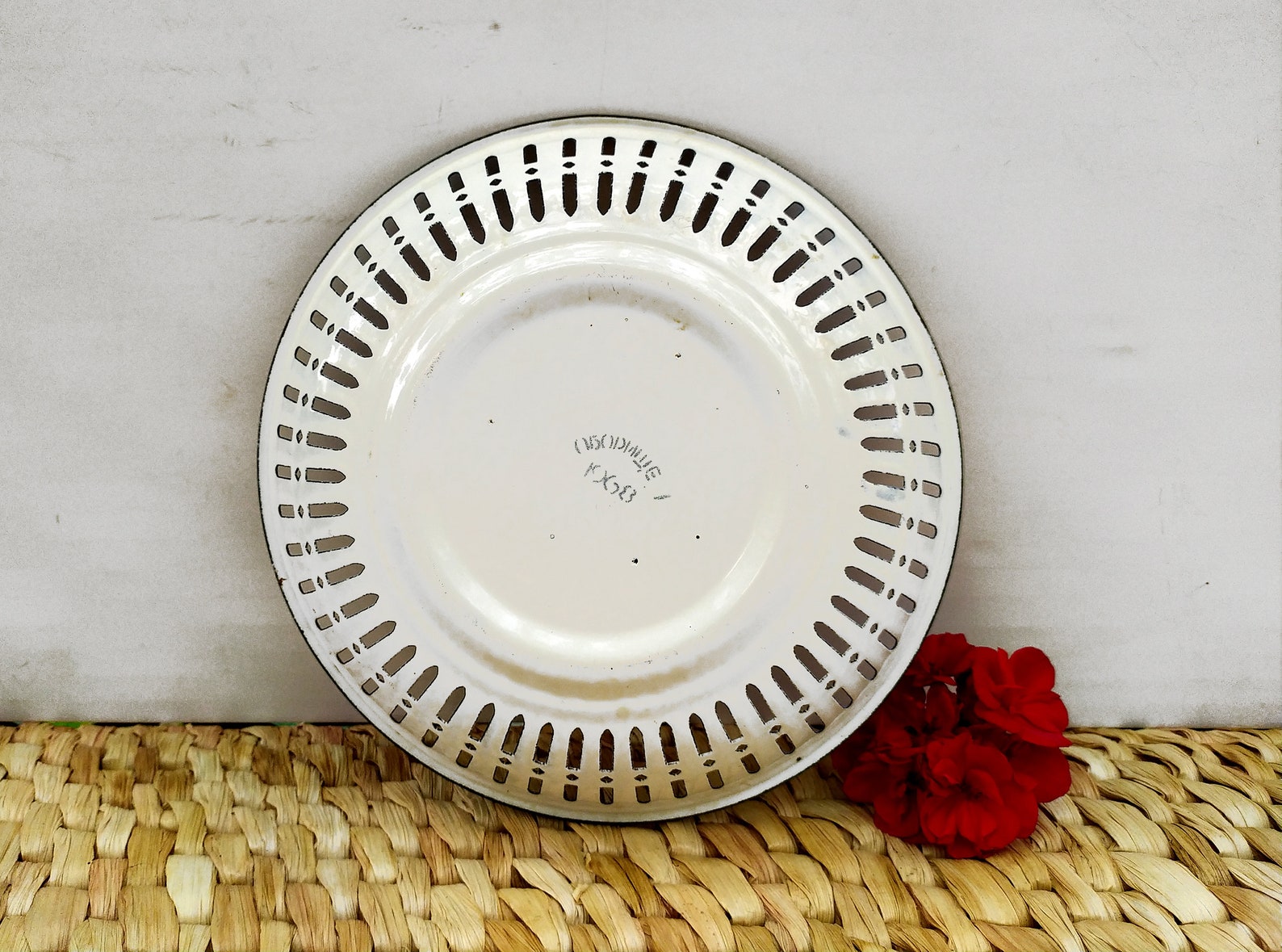 Vintage Rare Floral Enamel Round Plate | Etsy