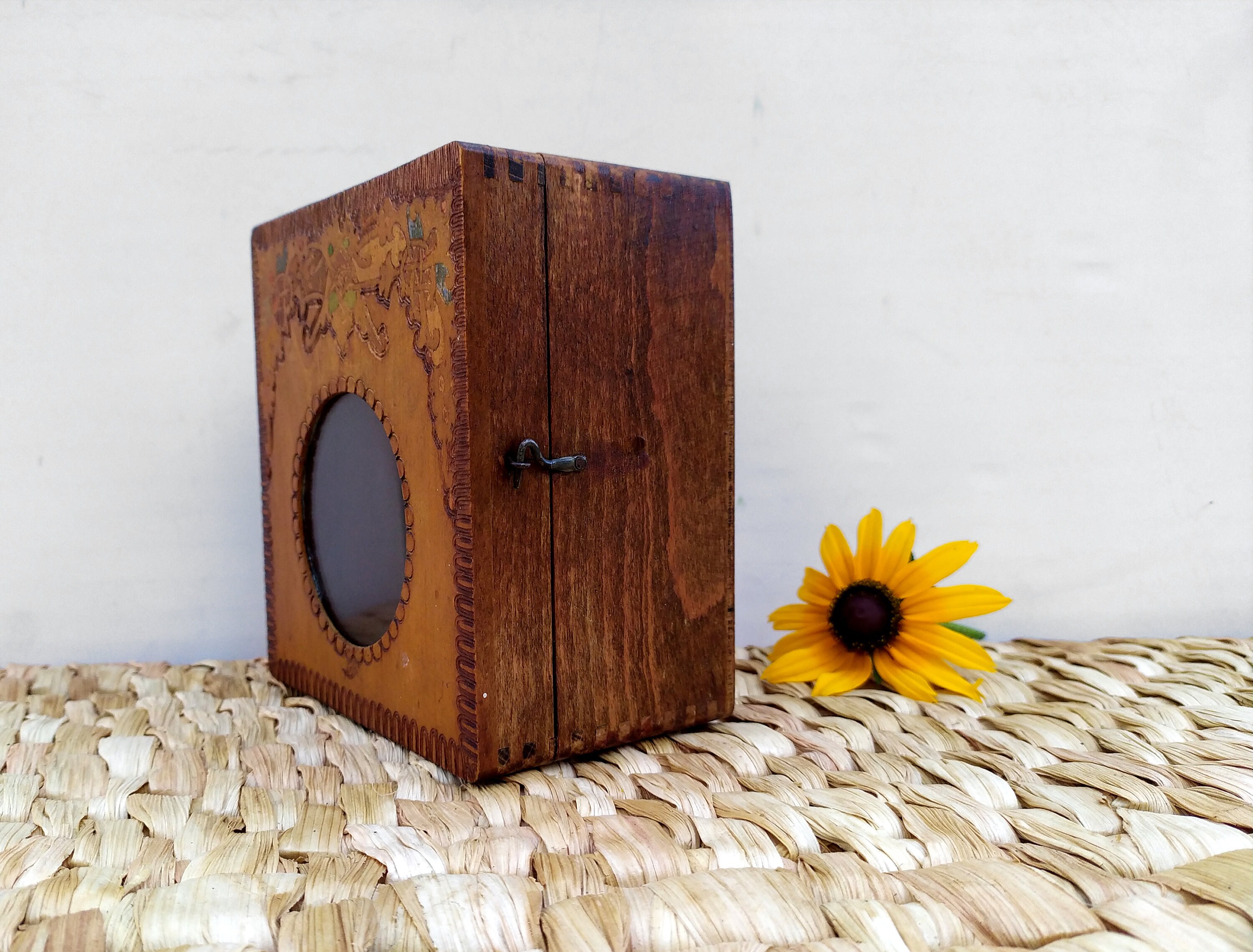 Antique Wooden Clock Box Desk Clock Box Hand Painted Etsy