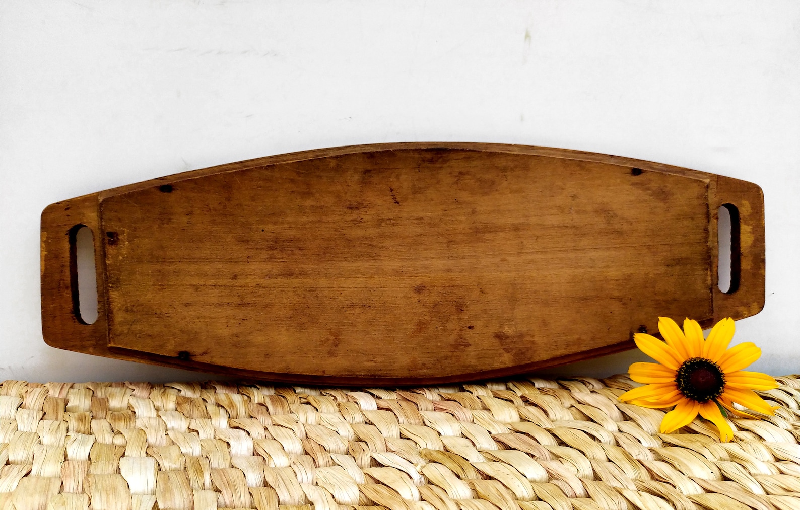 Antique Wooden Serving Tray Hand Painted Tray Glass Top Serving Tray