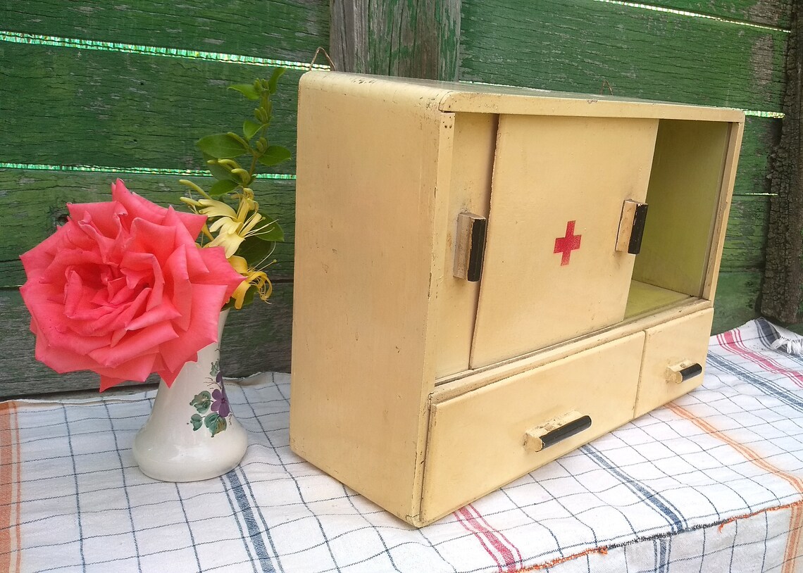 Botiquín de medicina vintage Armario de medicina de madera | Etsy