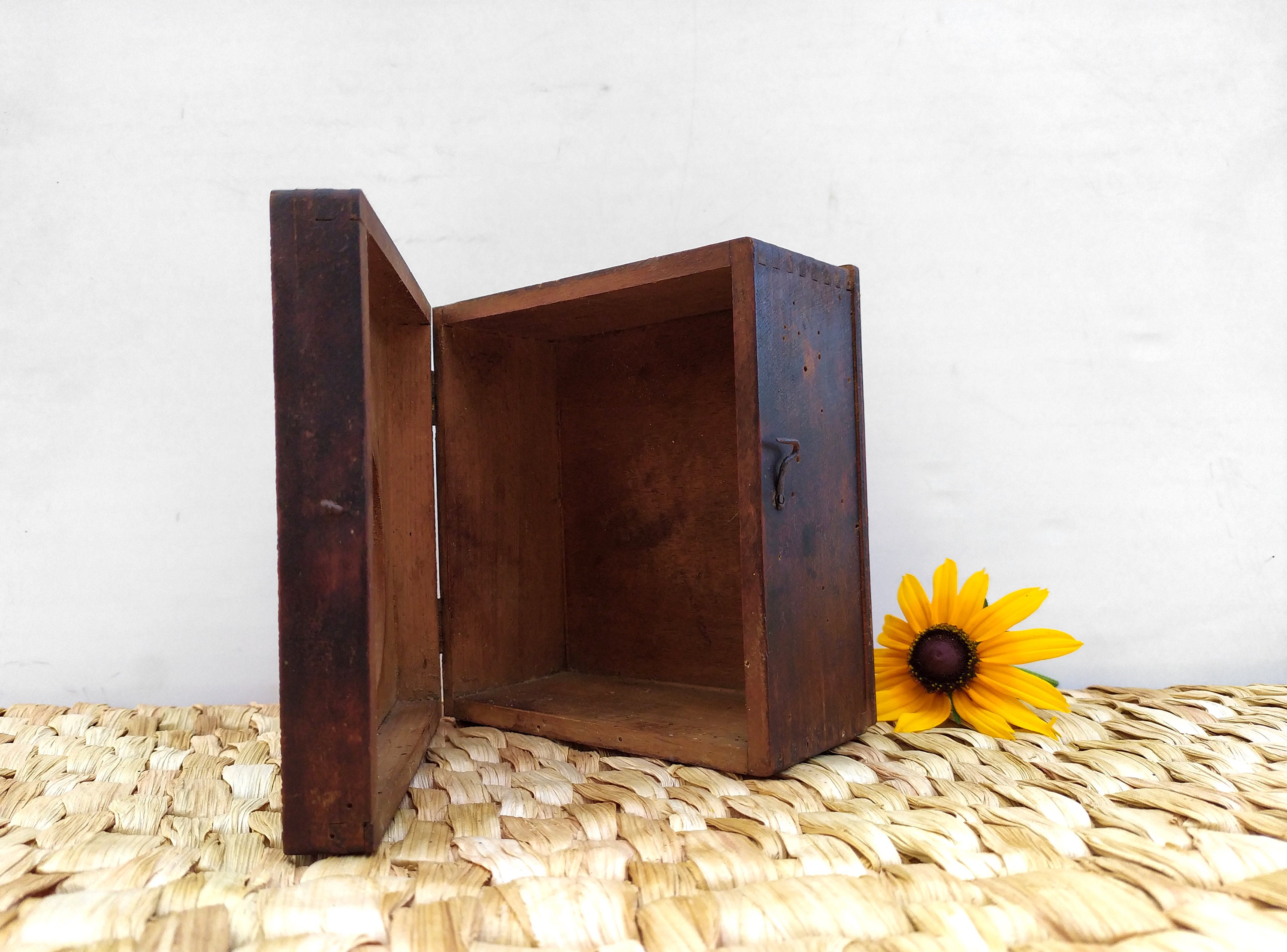 Antique Wooden Clock Box Desk Clock Box Hand Painted Etsy