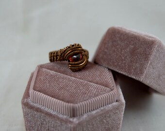 Wire Wrapped Antiqued Brass Citrine Ring